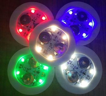 Lichtgevende onderzetters voor glazen - creëer een unieke sfeer tijdens feesten - set van 5 stuks - beschikbaar in verschillende kleuren - eenvoudig te bevestigen met 3M stickers
